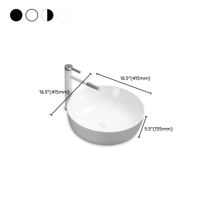 Modern Bathroom Sink Rectangular Porcelain Trough Sink with Pop-Up Drain