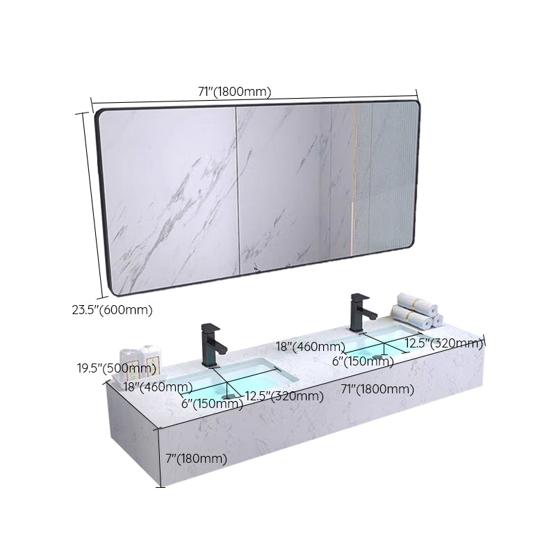 Bathroom Marble Vanity Set Modern Solid Color Sink Vanity with Mirror