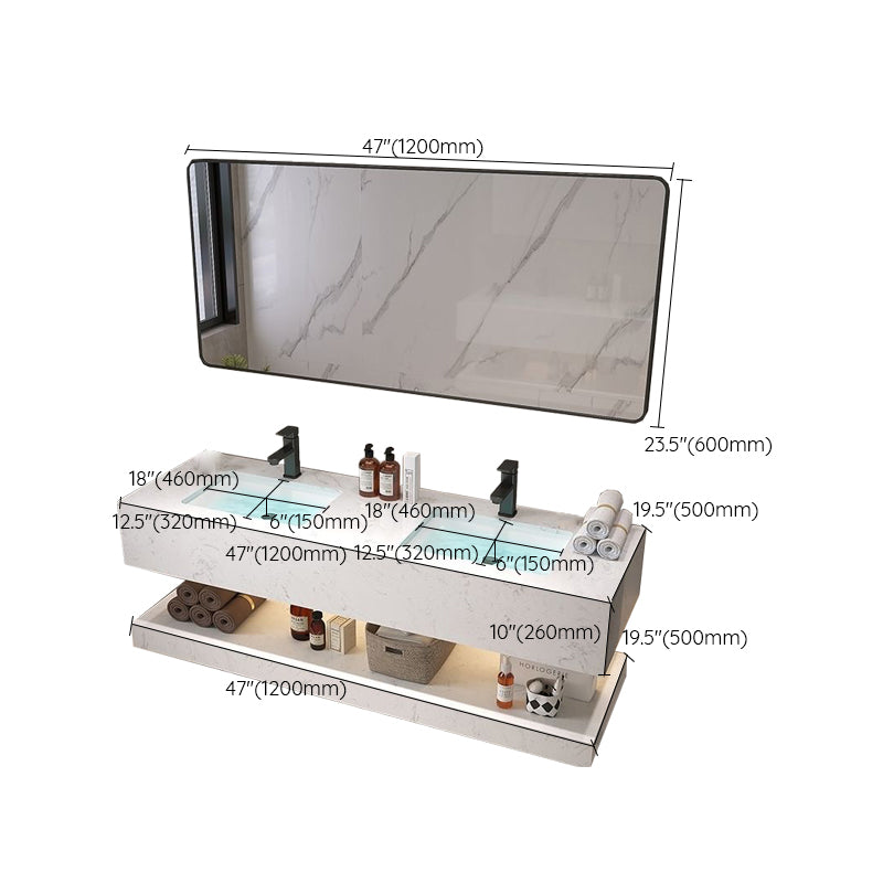 Bathroom Marble Vanity Set Modern Solid Color Sink Vanity with Mirror