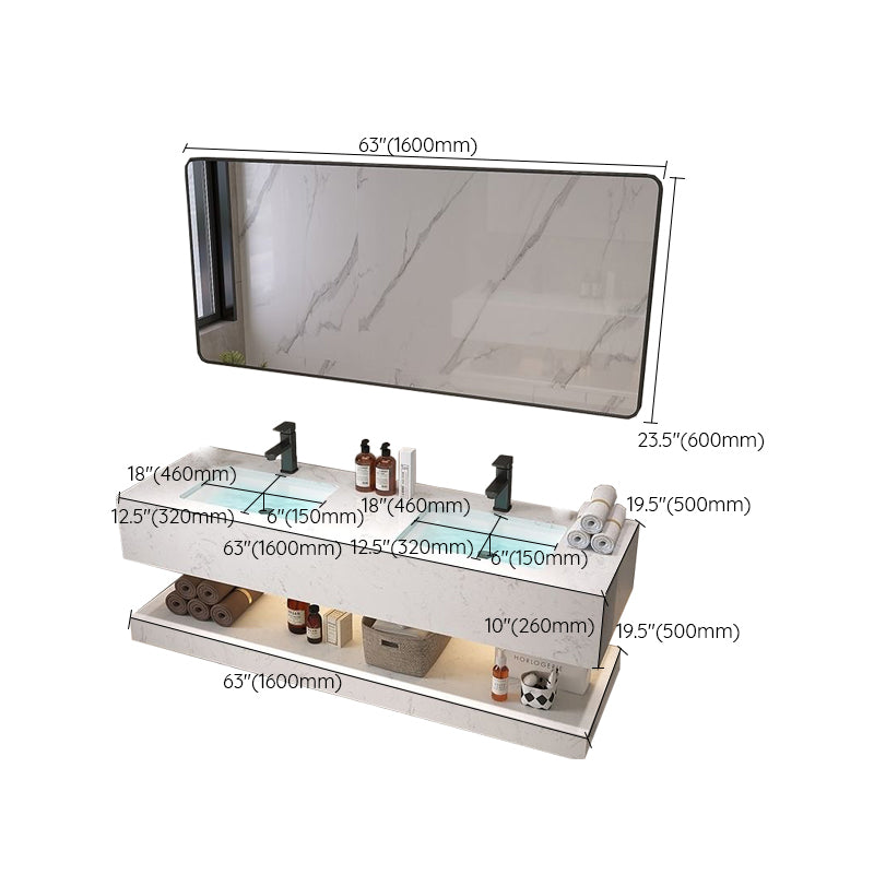 Bathroom Marble Vanity Set Modern Solid Color Sink Vanity with Mirror