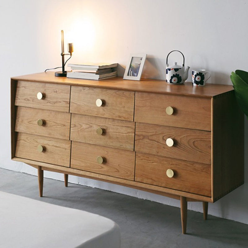 Ultra-Modern Double Dresser Horizontal Solid Wood Storage Chest Dresser for Bedroom