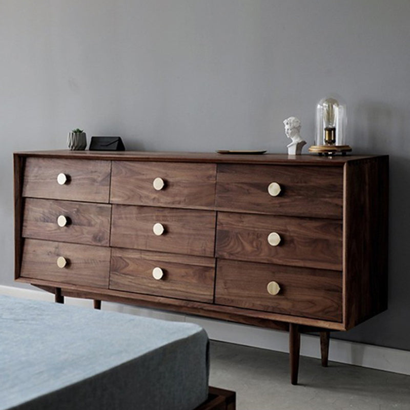 Ultra-Modern Double Dresser Horizontal Solid Wood Storage Chest Dresser for Bedroom