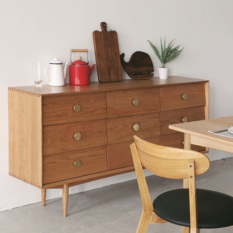 Ultra-Modern Double Dresser Horizontal Solid Wood Storage Chest Dresser for Bedroom