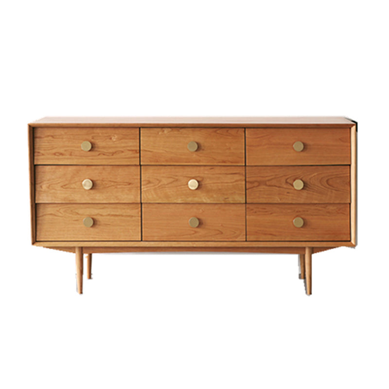 Ultra-Modern Double Dresser Horizontal Solid Wood Storage Chest Dresser for Bedroom