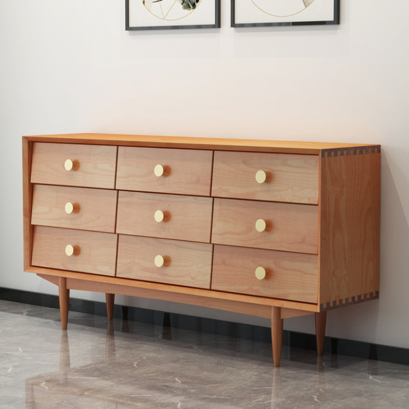 Ultra-Modern Double Dresser Horizontal Solid Wood Storage Chest Dresser for Bedroom