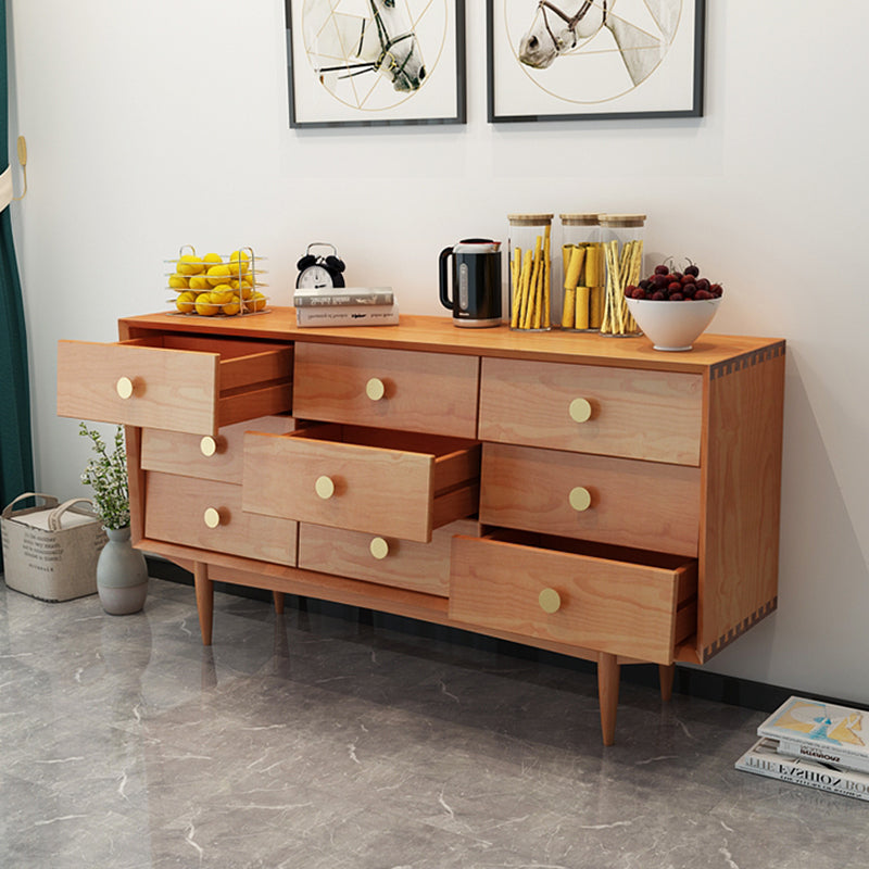Ultra-Modern Double Dresser Horizontal Solid Wood Storage Chest Dresser for Bedroom