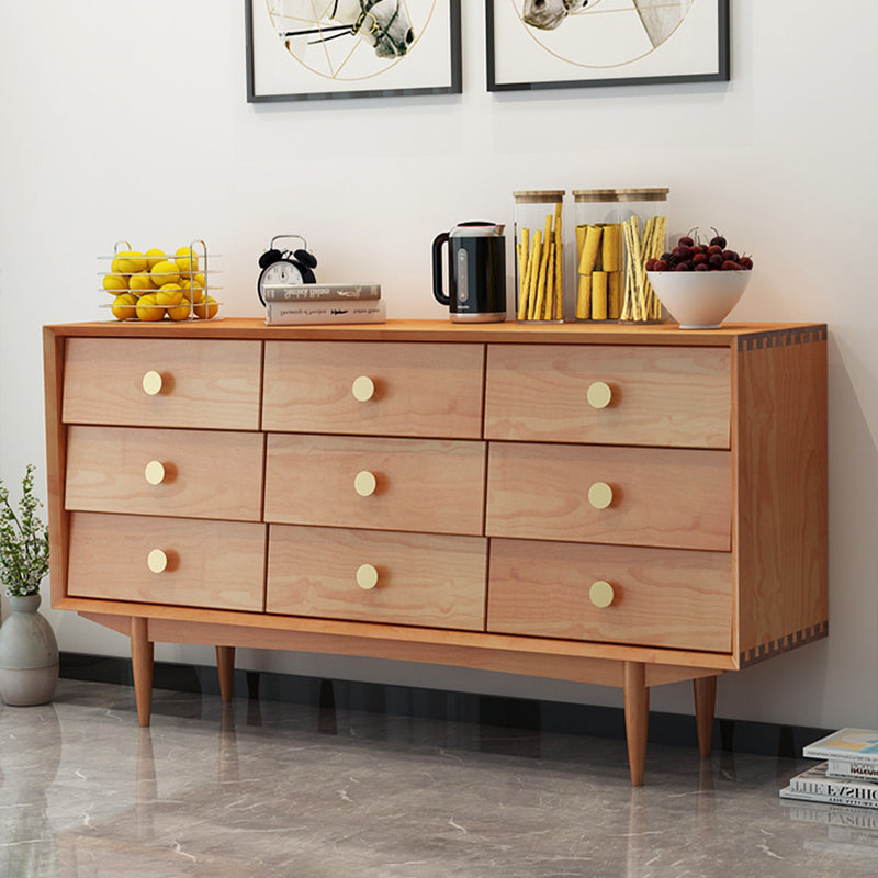 Ultra-Modern Double Dresser Horizontal Solid Wood Storage Chest Dresser for Bedroom