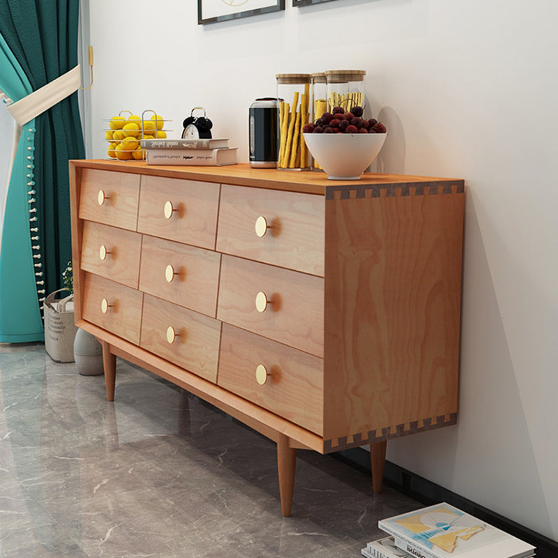 Ultra-Modern Double Dresser Horizontal Solid Wood Storage Chest Dresser for Bedroom