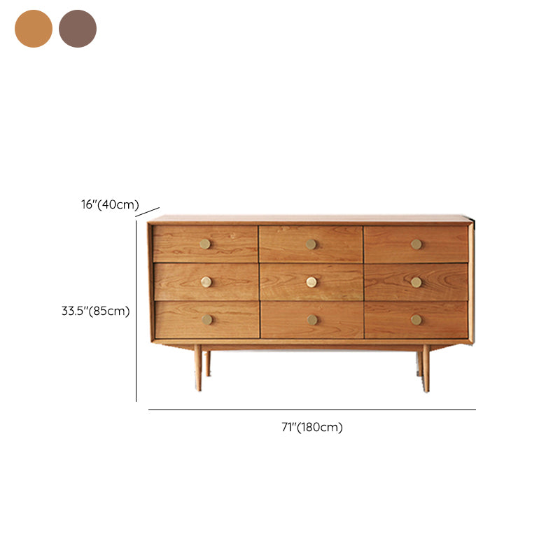 Ultra-Modern Double Dresser Horizontal Solid Wood Storage Chest Dresser for Bedroom