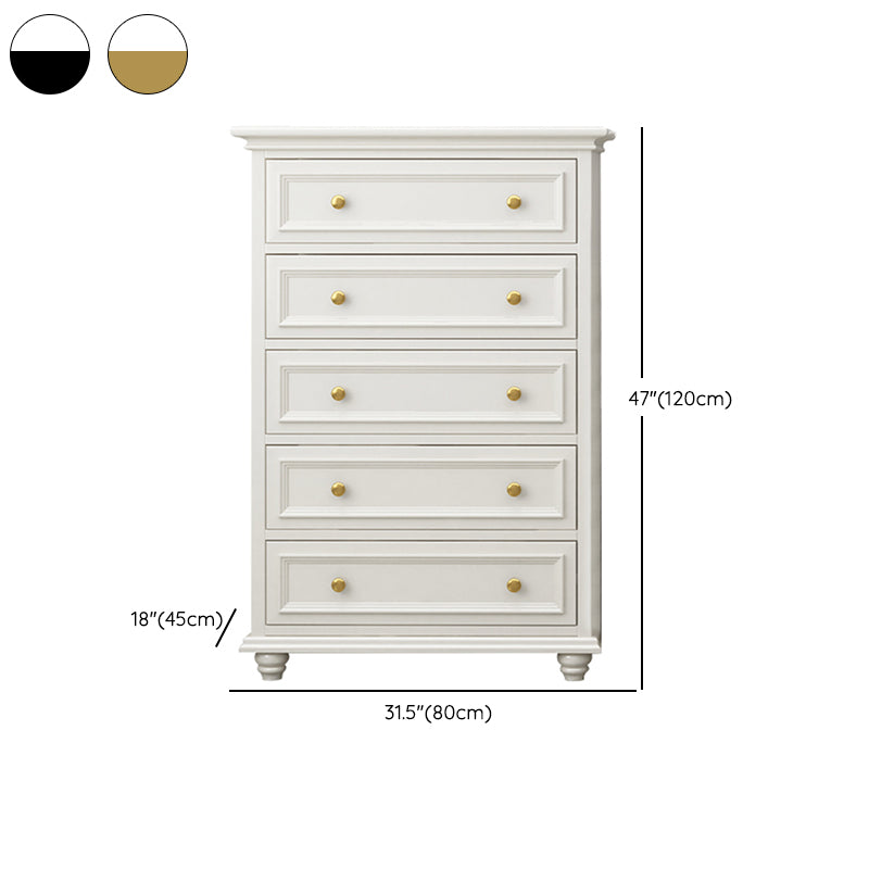 Traditional Storage Chest Solid Wood White Dresser , 23.33-inch Width