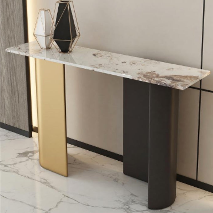 Glam Console Table Stone Rectangle Accent Table , 13.78-inch Wide