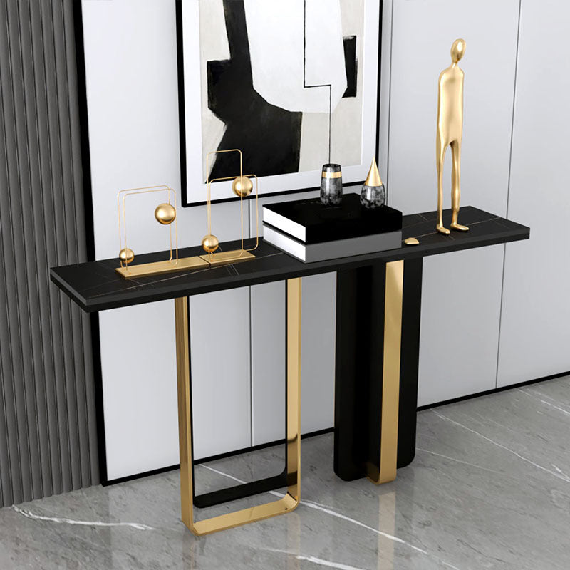 Stone Rectangular Console Table Glam 31.5" Tall Accent Table