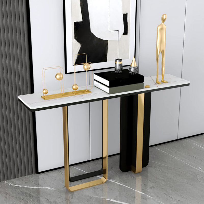 Stone Rectangular Console Table Glam 31.5" Tall Accent Table
