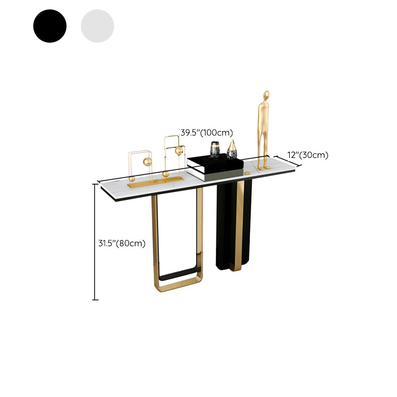 Stone Rectangular Console Table Glam 31.5" Tall Accent Table