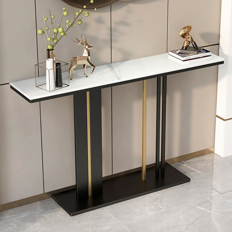 Rectangle Contemporary Console Table Antique Finish Console Sofa Table in Marble