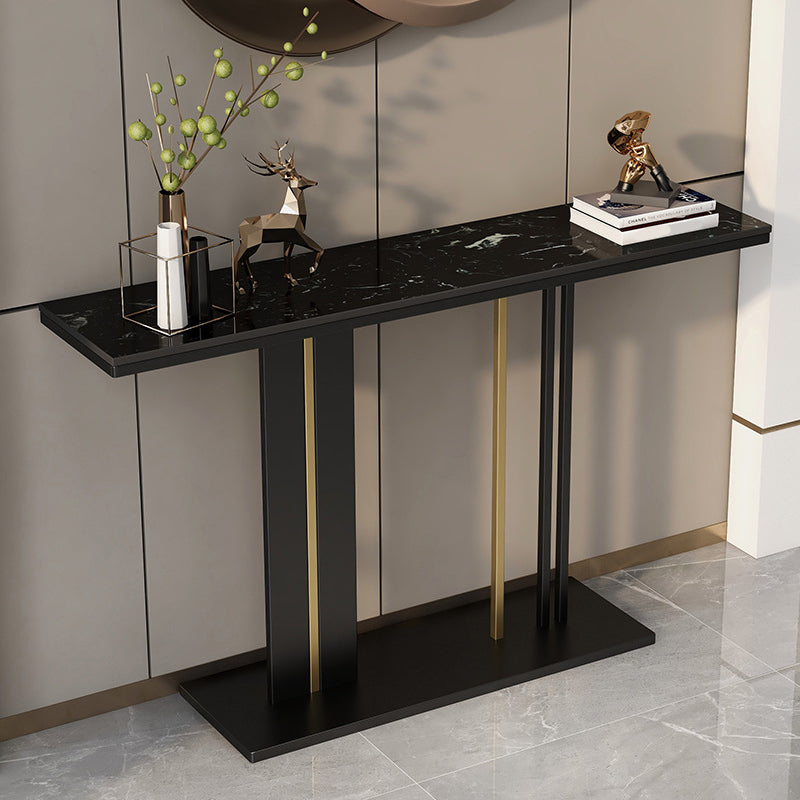 Rectangle Contemporary Console Table Antique Finish Console Sofa Table in Marble