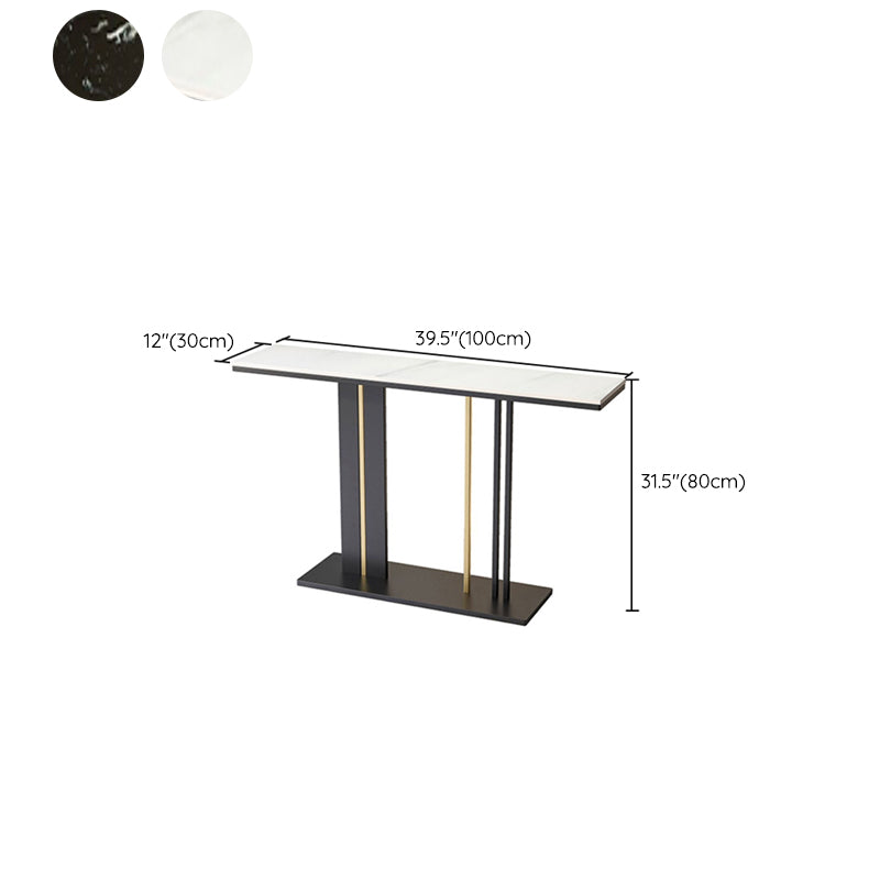 Rectangle Contemporary Console Table Antique Finish Console Sofa Table in Marble