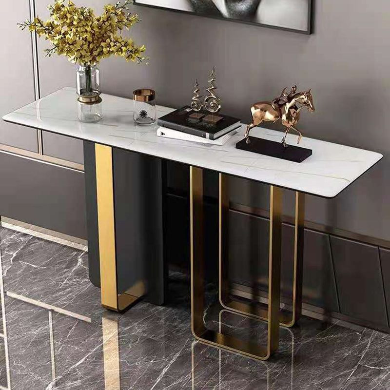 Rectangle Contemporary Console Accent Table Antique Finish Console Sofa Table in Marble