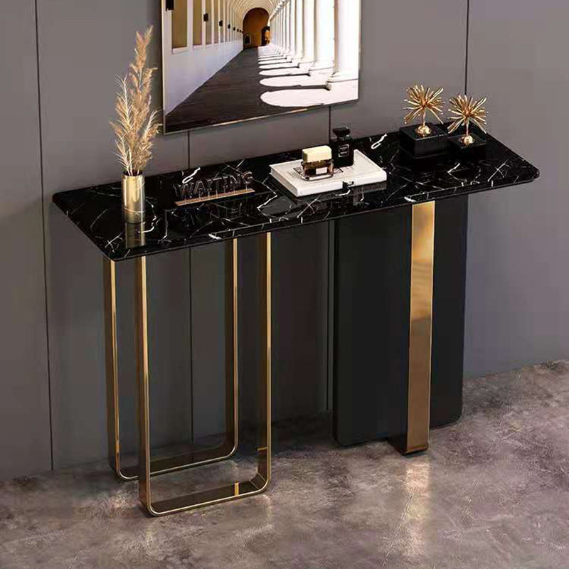 Rectangle Contemporary Console Accent Table Antique Finish Console Sofa Table in Marble