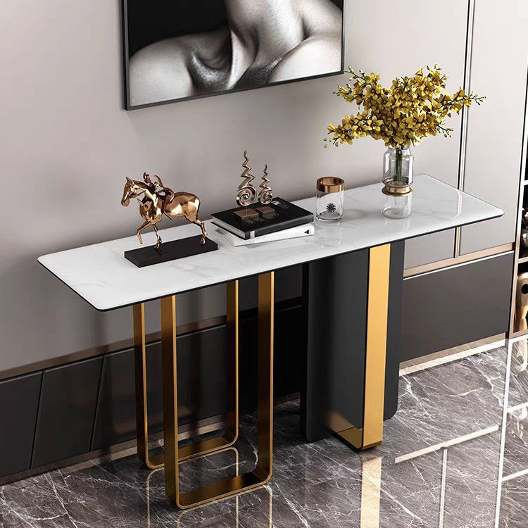 Rectangle Contemporary Console Accent Table Antique Finish Console Sofa Table in Marble