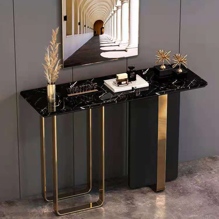 Rectangle Contemporary Console Accent Table Antique Finish Console Sofa Table in Marble