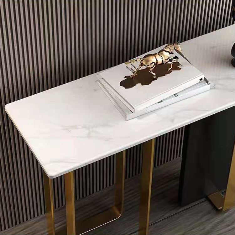 Rectangle Contemporary Console Accent Table Antique Finish Console Sofa Table in Marble