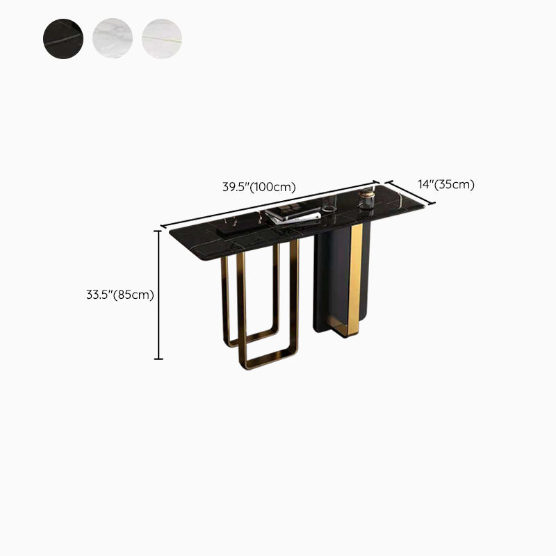 Rectangle Contemporary Console Accent Table Antique Finish Console Sofa Table in Marble