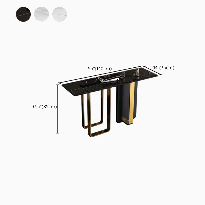 Rectangle Contemporary Console Accent Table Antique Finish Console Sofa Table in Marble
