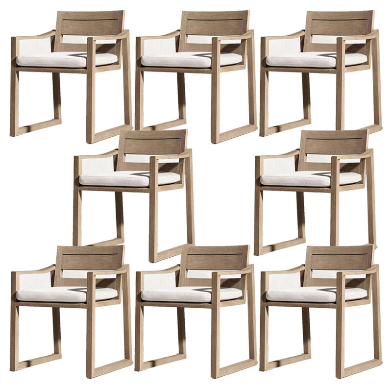 Solid Wood Patio Dining Chair in Brown Modern Upholstered Chairs