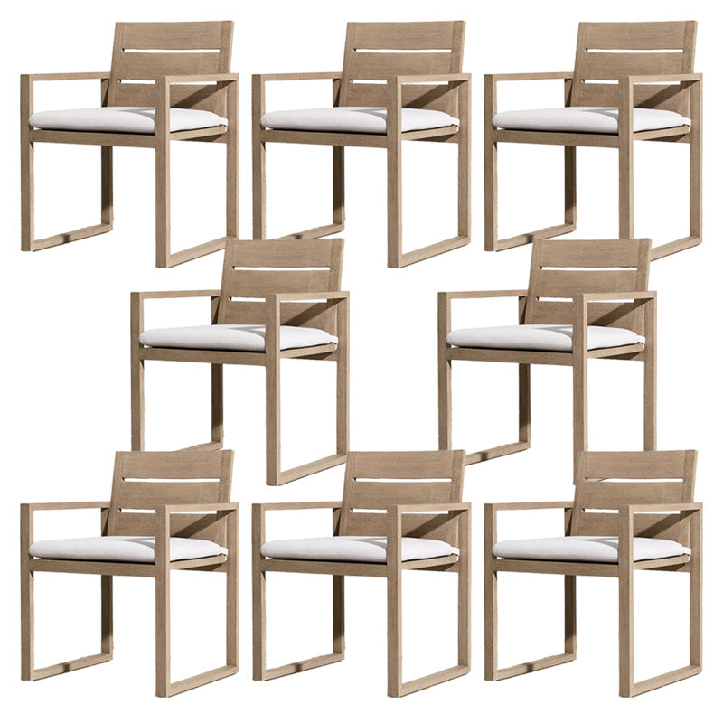 Solid Wood Patio Dining Chair in Brown Modern Upholstered Chairs