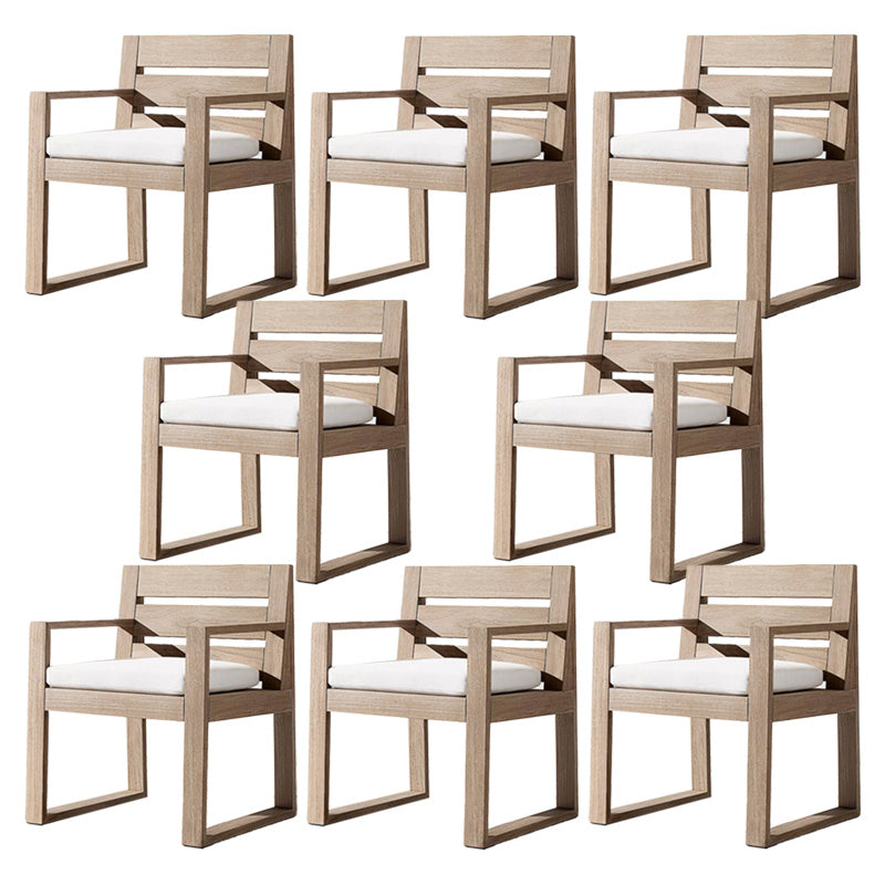 Solid Wood Patio Dining Chair in Brown Modern Upholstered Chairs