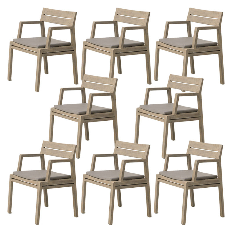 Solid Wood Patio Dining Chair in Brown Modern Upholstered Chairs