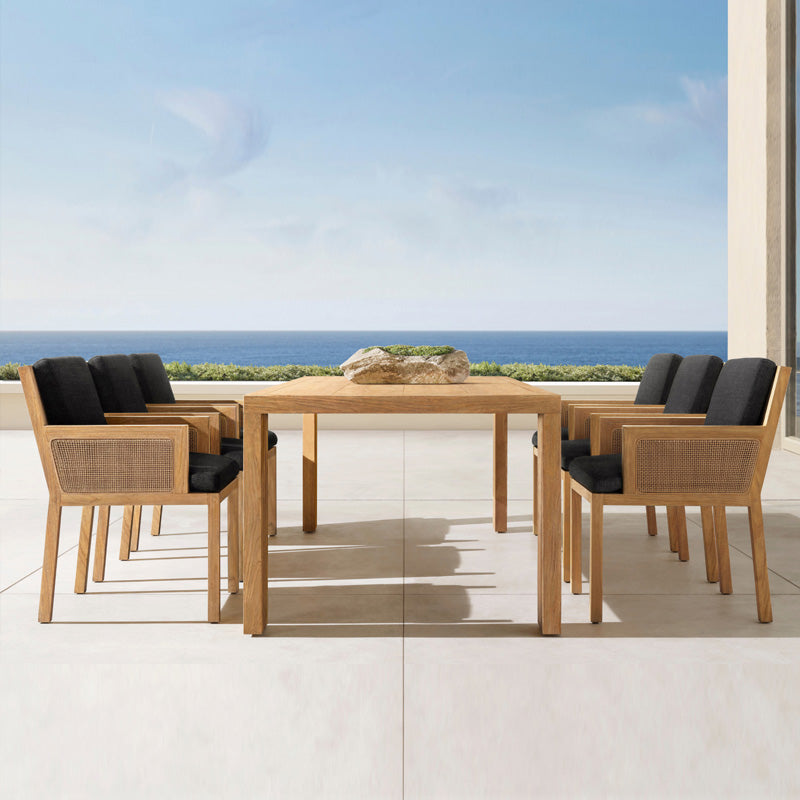 Contemporary White and Brone Patio Dining Chair with UV Protective Finish Cushion