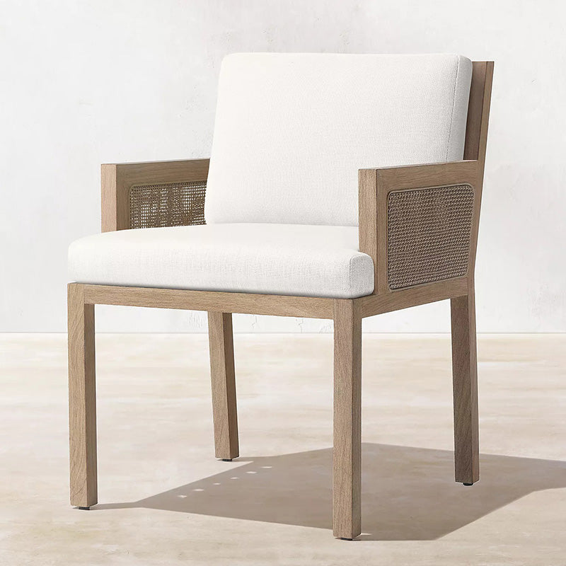 Contemporary White and Brone Patio Dining Chair with UV Protective Finish Cushion