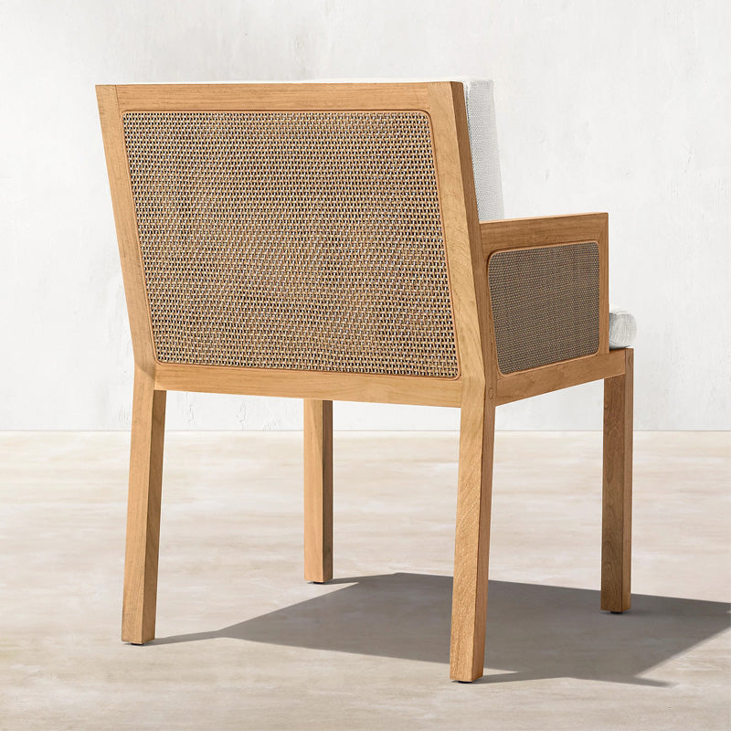 Contemporary White and Brone Patio Dining Chair with UV Protective Finish Cushion