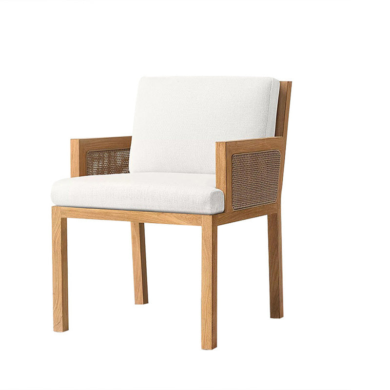 Contemporary White and Brone Patio Dining Chair with UV Protective Finish Cushion