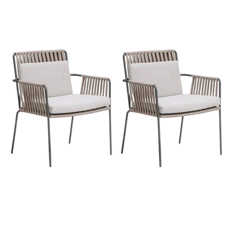 Tropical Outdoor Chair with Removable Cushion and Arm Upholstered Dining Side Chair