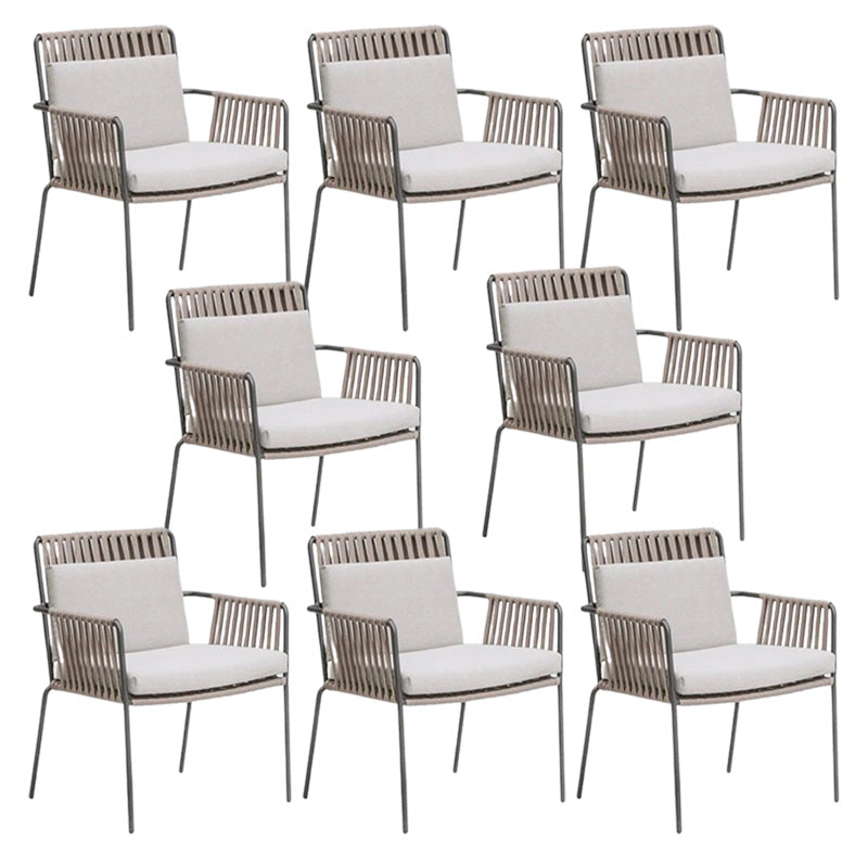 Tropical Outdoor Chair with Removable Cushion and Arm Upholstered Dining Side Chair