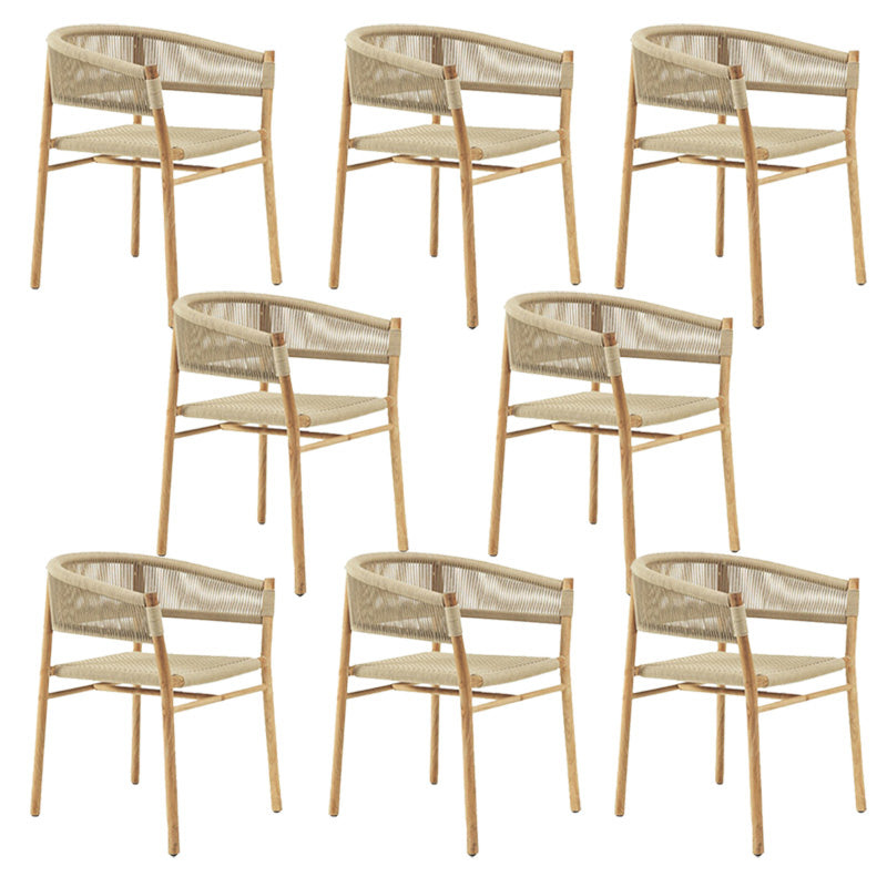 Tropical Outdoor Bistro Chairs with Arm and Brone Back Dining Side Chair Set of 2/4/6/8