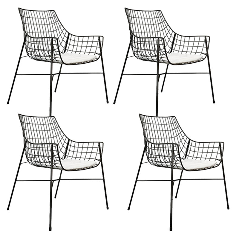 Iron Dining Side Chair with Water Repellent Finish Cushion Modern Dining Side Chair