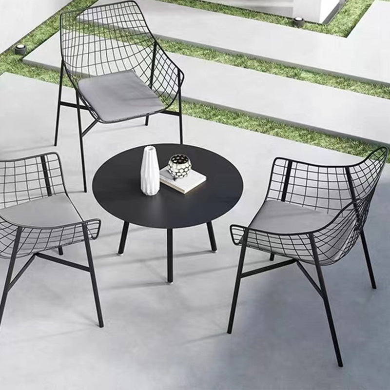 Iron Dining Side Chair with Water Repellent Finish Cushion Modern Dining Side Chair
