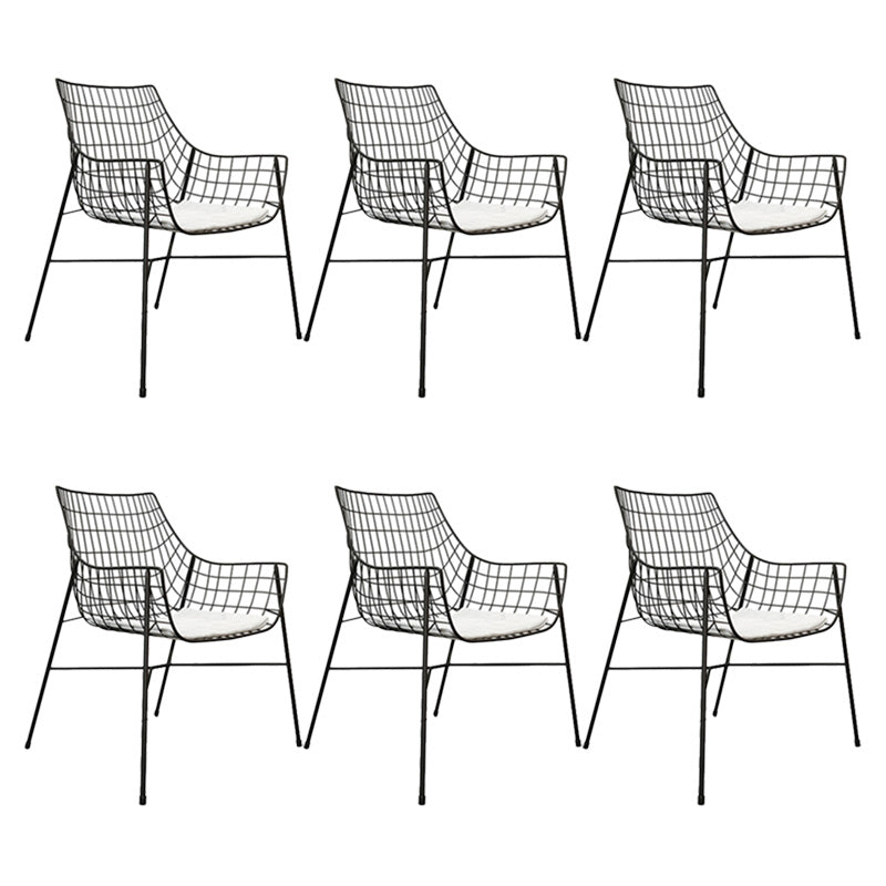 Iron Dining Side Chair with Water Repellent Finish Cushion Modern Dining Side Chair