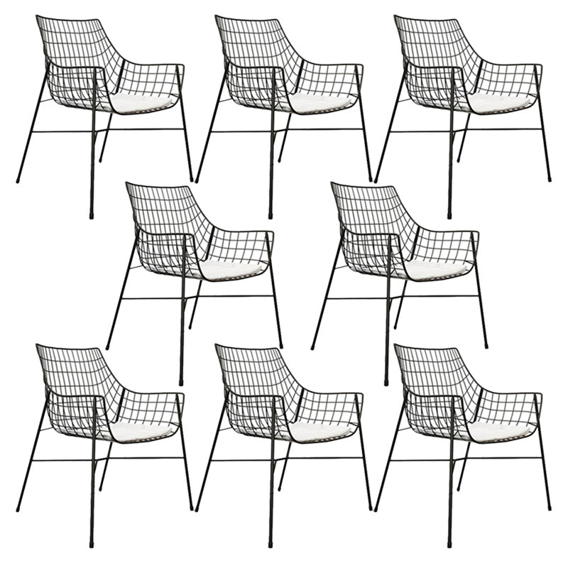 Iron Dining Side Chair with Water Repellent Finish Cushion Modern Dining Side Chair