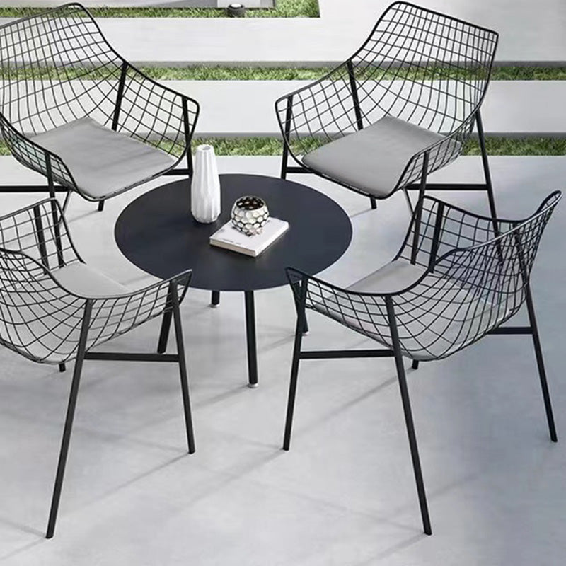 Iron Dining Side Chair with Water Repellent Finish Cushion Modern Dining Side Chair