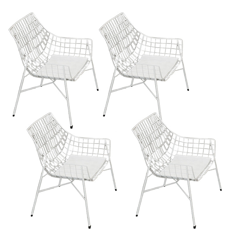 Iron Dining Side Chair with Water Repellent Finish Cushion Modern Dining Side Chair