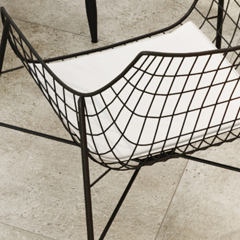 Iron Dining Side Chair with Water Repellent Finish Cushion Modern Dining Side Chair