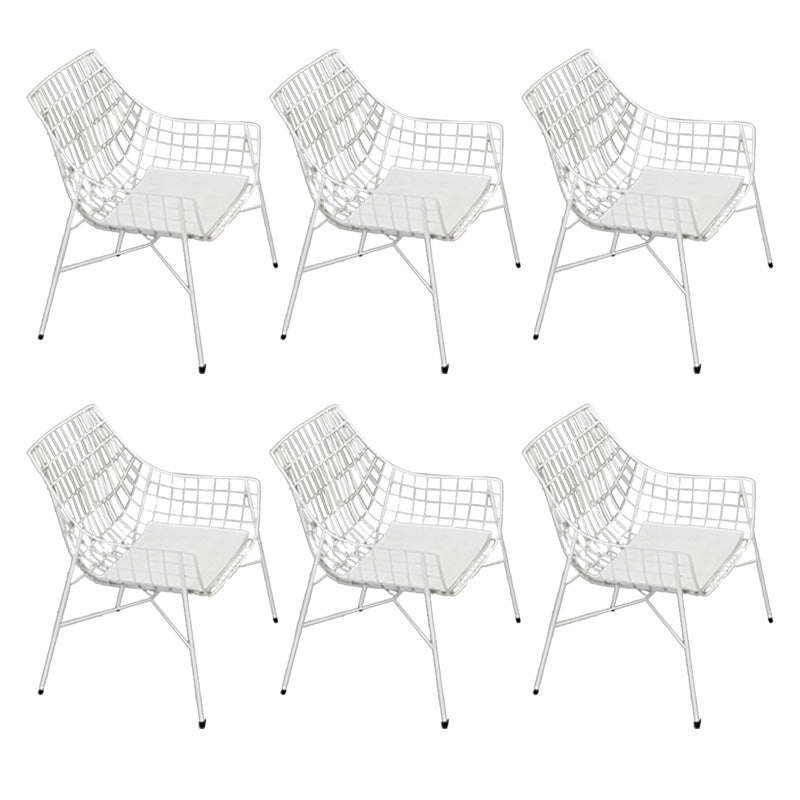 Iron Dining Side Chair with Water Repellent Finish Cushion Modern Dining Side Chair