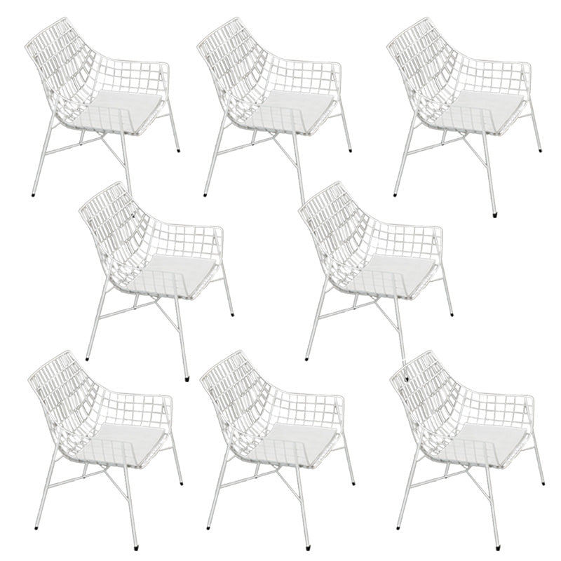Iron Dining Side Chair with Water Repellent Finish Cushion Modern Dining Side Chair
