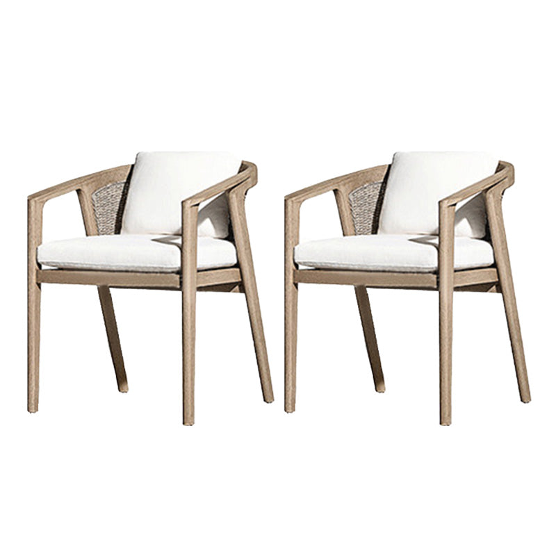 Solid Wood Patio Dining Chair Modern Upholstered Chairs in Light Brown