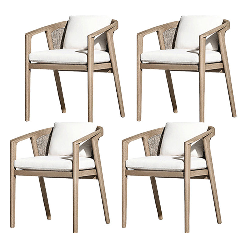Solid Wood Patio Dining Chair Modern Upholstered Chairs in Light Brown